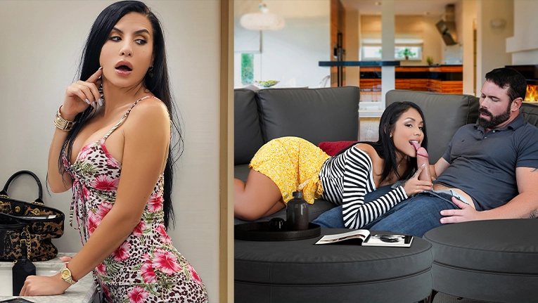 Maman entend sa belle-fille Camila sucer une bite